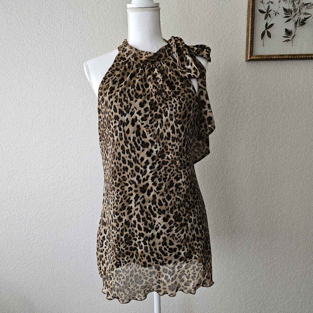 Vintage First Option leopard print indie sleaze sleeveless mini dress Size L